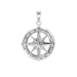 Compass Charm in Sterling Silver (40 x 29mm)