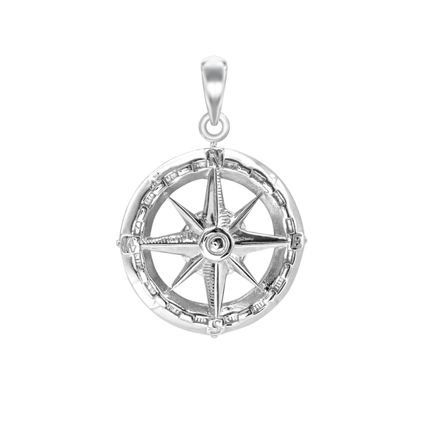 Compass Charm in Sterling Silver (40 x 29mm)