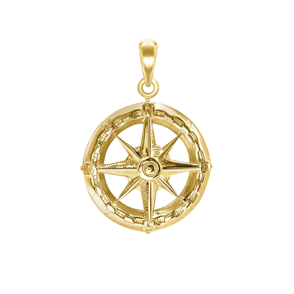 Compass Charm in Sterling Silver (40 x 29mm)