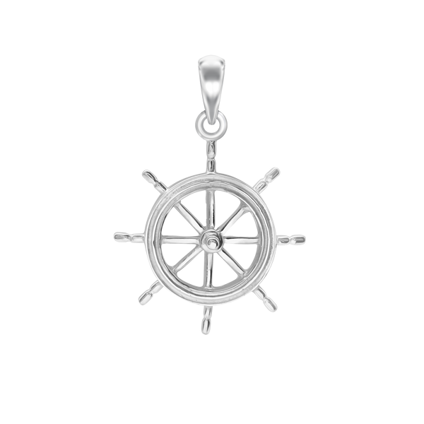 Shipwheel Charm in Sterling Silver (35 x 24mm)