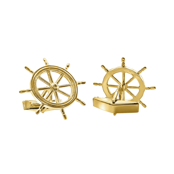 Ship's Wheel Cuff Links in Sterling Silver (35 x 24mm)
