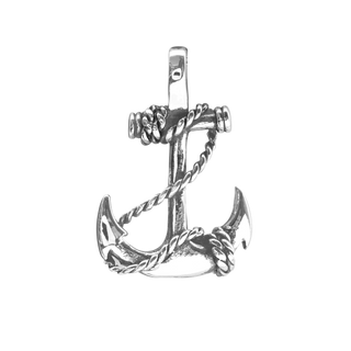 Anchor with Rope Charm in Sterling Silver (35 x 24mm)