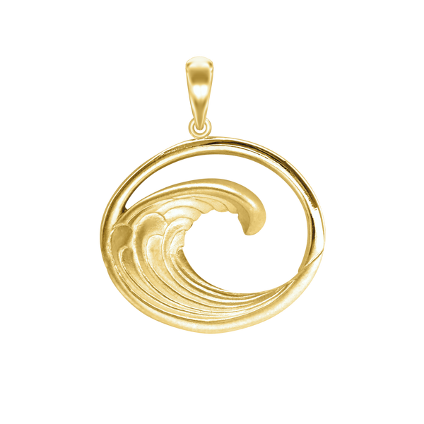 Wave in Circle Charm in Sterling Silver (36 x 26mm)
