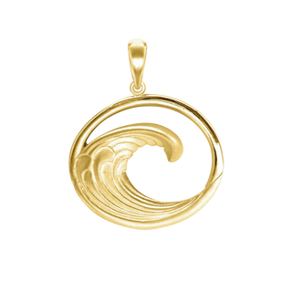 Wave in Circle Charm in Sterling Silver (36 x 26mm)