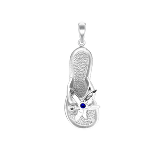 Flip Flop with Flower Charm in Sterling Silver (41 x 14mm)