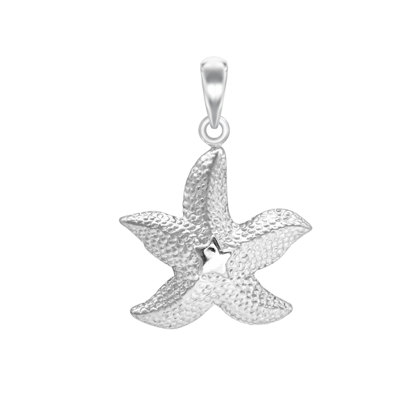 Star on Starfish Charm in Sterling Silver (37 x 28mm)