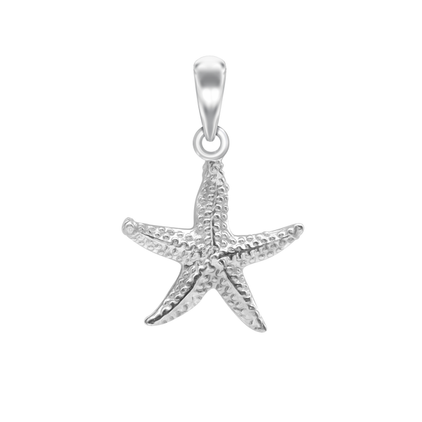 Textured Starfish Charm in Sterling Silver (22 x 15mm)