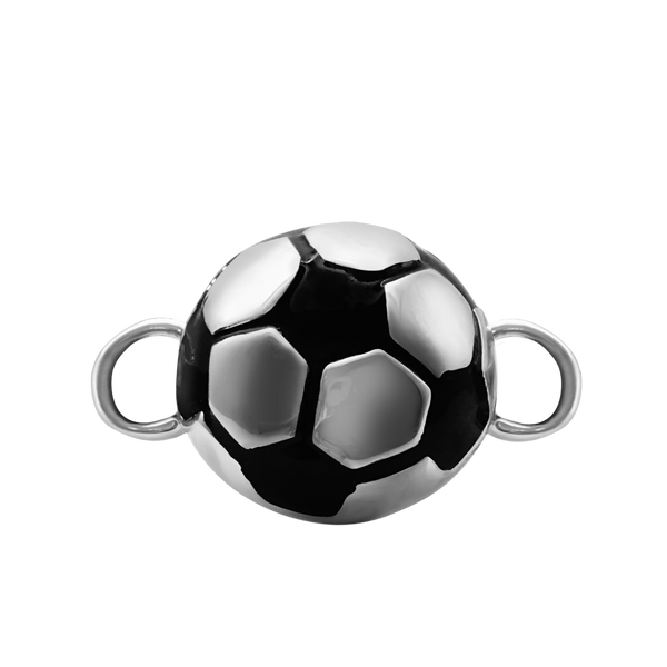 Soccer Ball Bracelet Top in Sterling Silver (30 x 19mm)