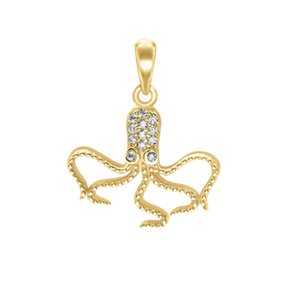 Octopus with CZ's Charm in Sterling Silver (20 x 18mm)