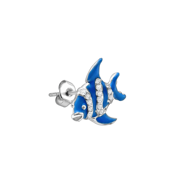 Blue Fish Charm Earring