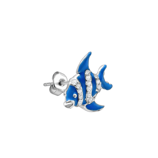 Blue Fish Charm Earring