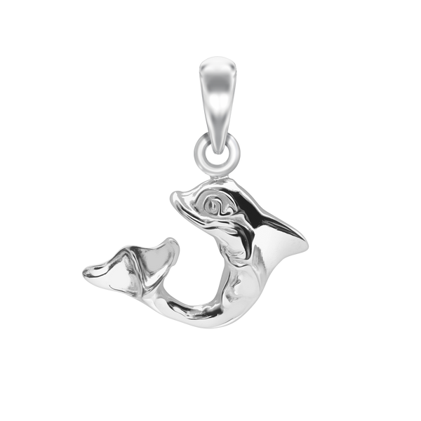 Tiny Dolphin Charm in Sterling Silver (19 x 16mm)