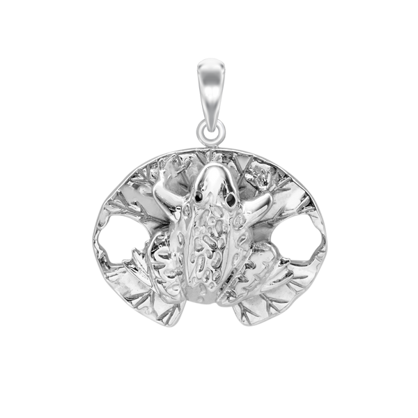 Frog on Lilypad Charm in Sterling Silver (32 x 29mm)