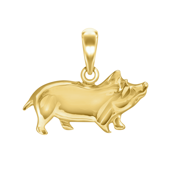 Small Pig Charm in Sterling Silver (15 x 19mm)