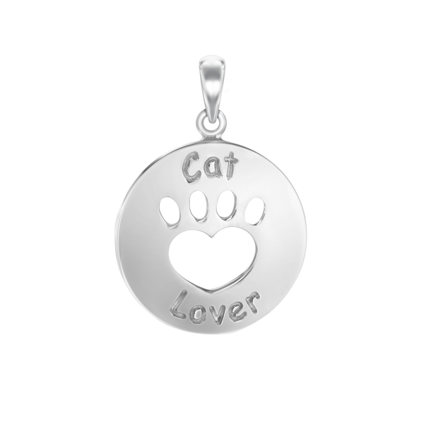 Cat Lover Charm in Sterling Silver (27 x 19 mm)