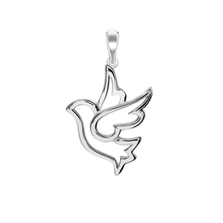 Dove Outline Charm in Sterling Silver (33 x 20mm)