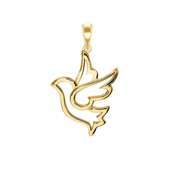 Dove Outline Charm in Sterling Silver (33 x 20mm)