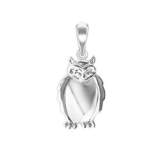 Owl Charm in Sterling Silver (22 x 10 mm)