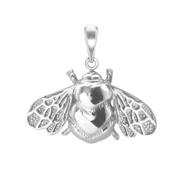 Large Bee Charm in Sterling Silver (25 x 28 mm)