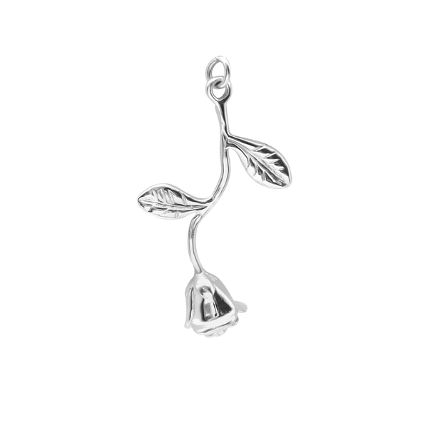 Rose Charm in Sterling Silver (35 x 20mm)