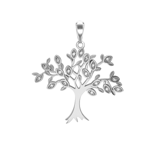 Tree with CZ's Charm in Sterling Silver (27 x 27mm)