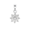 Small Flower Charm in Sterling Silver with CZ's (19 x 10mm)