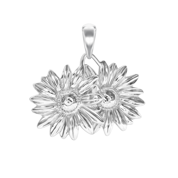 Two Sunflowers Charm in Sterling Silver (26 x 27mm)