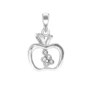 Apple Outline with CZ's Charm in Sterling Silver (20 x 13mm)