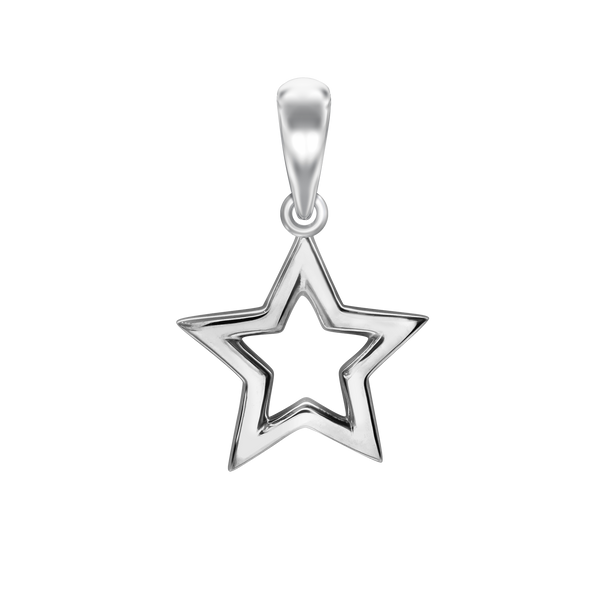 Small Open Star Charm in Sterling Silver (18 x 12mm)