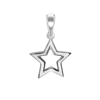 Small Open Star Charm in Sterling Silver (18 x 12mm)