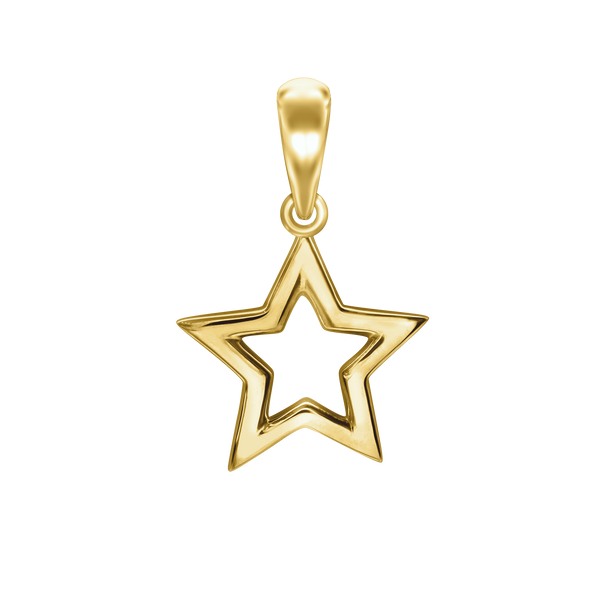 Small Open Star Charm in 14K Gold (18 x 12 mm)