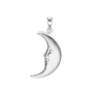 Half Moon with Face Charm in Sterling Silver (29 x 13mm)