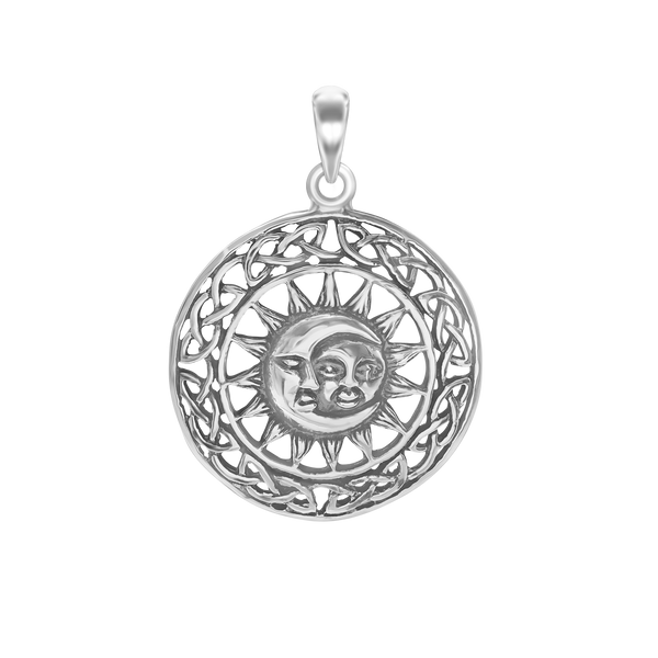 Sun and Moon Faces Charm in Sterling Silver (38 x 27mm)