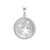 Stars on Disc with CZ's Charm in Sterling Silver (31 x 22mm)