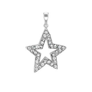 Large Open Star with CZ's Charm in Sterling Silver (41 x 28mm)