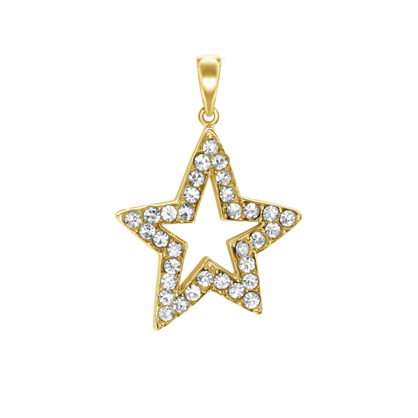 Large Open Star with CZ's Charm (41 x 28mm)