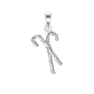 Candy Cane Charm in Sterling Silver (25 x 11mm)