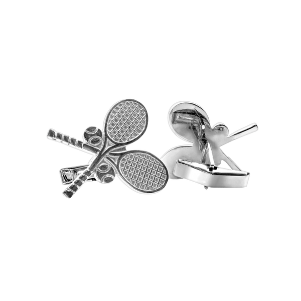 Tennis Rackets Cuff Links in Sterling Silver (28 x 21mm)