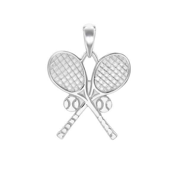 Two Tennis Racket Charm in Sterling Silver (28 x 21mm)