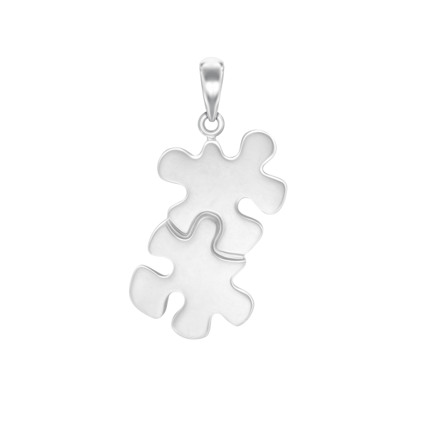 Puzzle Pieces Charm in Sterling Silver (36 x 17mm)