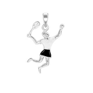 Tennis Player Charm in Sterling Silver (27 x 14mm)