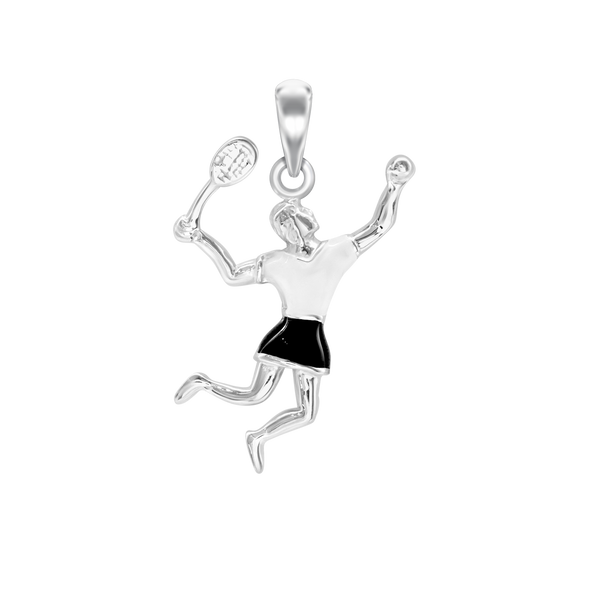 Tennis Player Charm in Sterling Silver (27 x 14mm)