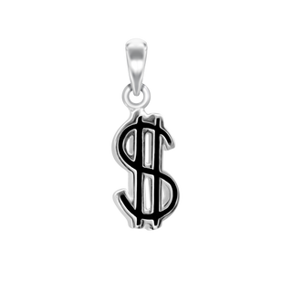 Dollar Sign  Charm in Sterling Silver (27 x 14mm)