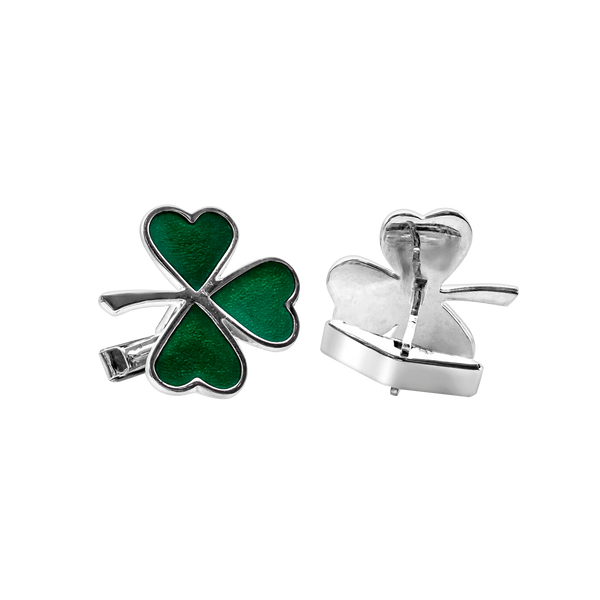 Shamrock Cuff Links in Sterling Silver (28 x 20mm)