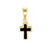 Tiny Cross Charm in 14K Gold with Black Enamel (18 x 7 mm)