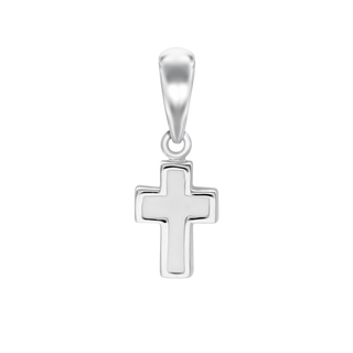 Tiny Cross Charm with White Enamel (18 x 7 mm)