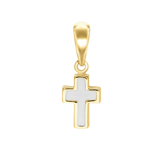 Tiny White Cross Charm in Sterling Silver (16 x 6mm)