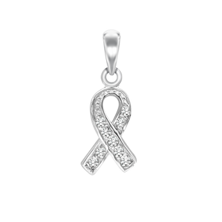 Ribbon Charm in Sterling Silver with CZ's (22 x 9mm)