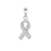 Ribbon Charm in Sterling Silver with CZ's (22 x 9mm)