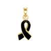 Black Ribbon Charm in Sterling Silver (21 x 8mm)